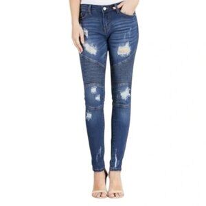 Judy Blue Women's Stretchy Distressed Moto‎ Ankle Skinny Jeans Size 28